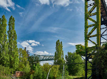 Abandoned Industrial factory in Duisburg, Germany. Public park Landschaftspark, landmark and tourist attraction.のeditorial素材