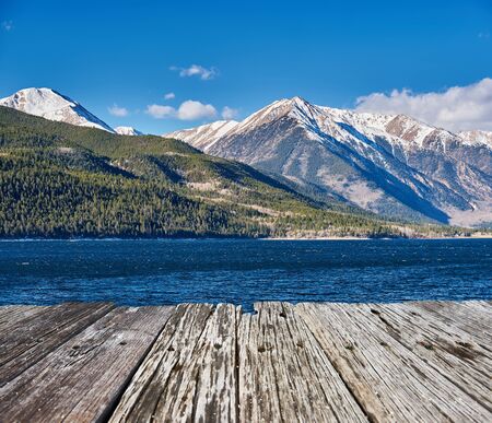 Mountain and lake. Rocky Mountains, Colorado, USA.の写真素材