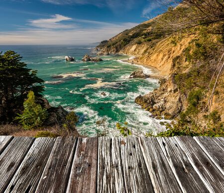 USA Pacific coast landscape, Julia Pfeiffer Burns State Park, California.の写真素材