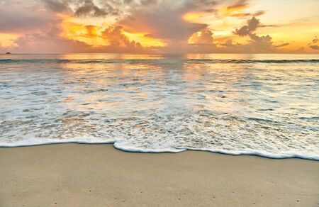 Beautiful sunset at Seychelles beach, Mahe