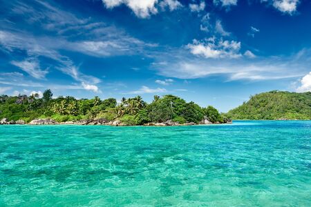 Overlook of Seychelles landscape at Mahe islandの写真素材