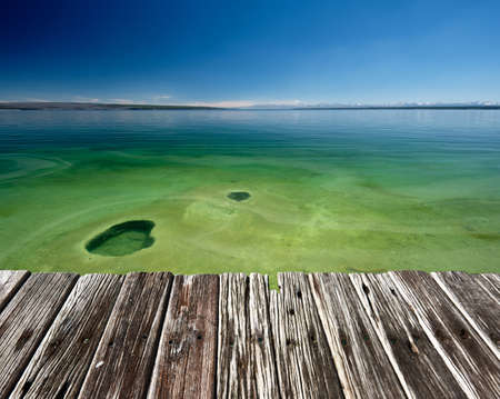 Hot thermal spring in Yellowstone Lake, West Thumb Geyser Basin area, Wyoming, USAの写真素材