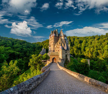Burg Eltz castle in Rhineland-Palatinate state, Germany. Construction started	prior to 1157.のeditorial素材