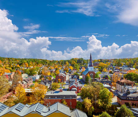 Montpelier town skyline at autumn in Vermont, USAの写真素材