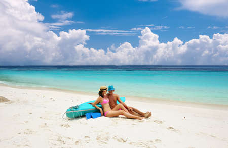 Couple on a tropical beachの写真素材