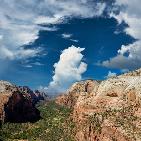Landscape with rock formations in Zion National Park, Utah, USAの写真素材