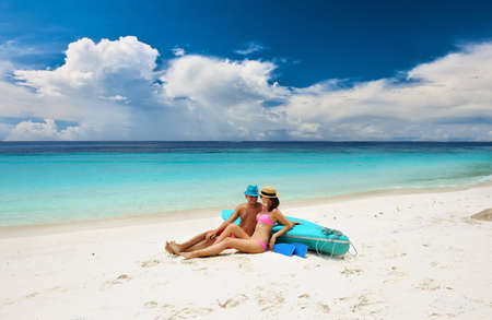 Couple on a tropical beachの写真素材
