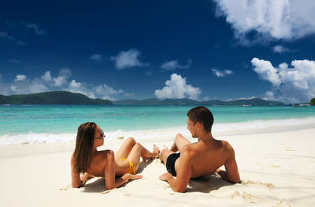 Couple on a tropical beachの写真素材