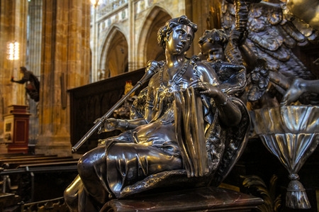 The Statue inside St. Vitus Cathedral  in Prague, Czech Republicのeditorial素材