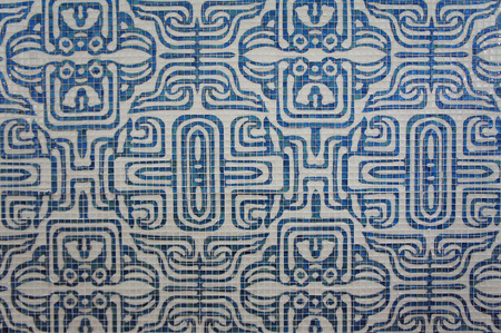 Blue and White Mosaic Tiles texture Backgroundの写真素材