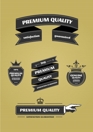 Collection of Premium Quality and Guarantee Labels with retro vintage styled designのイラスト素材