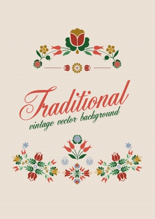 Floral Decoration Elements Stylized Traditional Flowers vector retro styleのイラスト素材