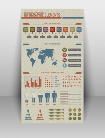 Useful, high detailed and vintage styled infographic elementsのイラスト素材