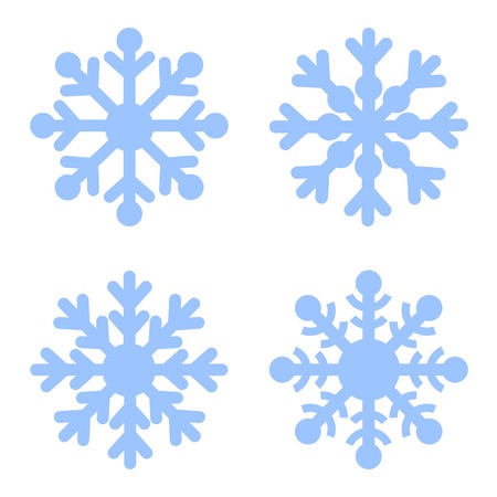 Snowflakes blue isolated on white background vector icon set. Christmas backgroundのイラスト素材