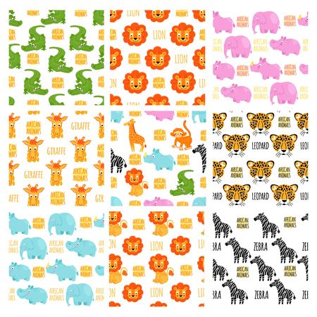 African animals vector seamless pattern. African animals backgroundのイラスト素材