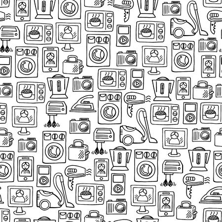 Home electronics sketch icons isolation white background vector horizontal banner. Electronics vector illustration backgroundのイラスト素材