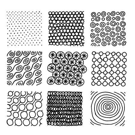 Set of ink hand drawn vector design elements. Lines with different density and incline. Abstract background.のイラスト素材