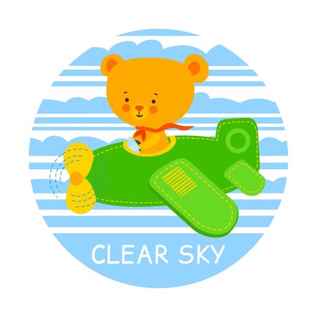 Pilot bear vector illustration, T-shirt girl designのイラスト素材