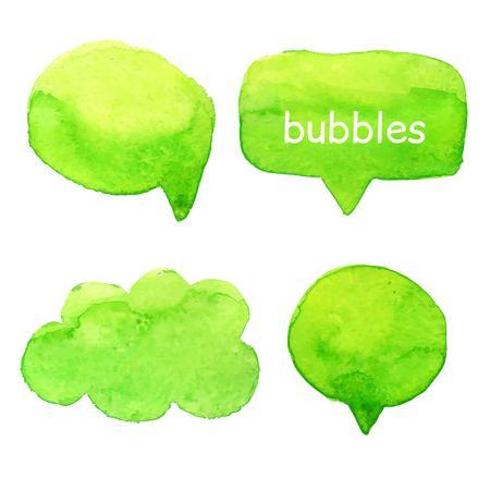 Speak bubbles green watercolor icons set vectorのイラスト素材