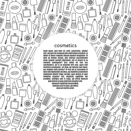 Banner circle make up and cosmetics vector set. background fashionのイラスト素材