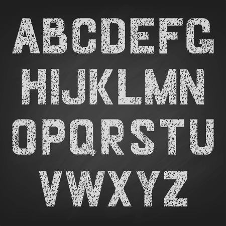 Vector alphabet of chalked white and black . english alphabetのイラスト素材
