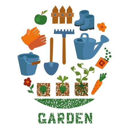 Farm and garden flat  tools icon set. vector illustrationのイラスト素材