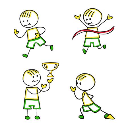 Run icons set. Healthy lifestyle backgroundのイラスト素材