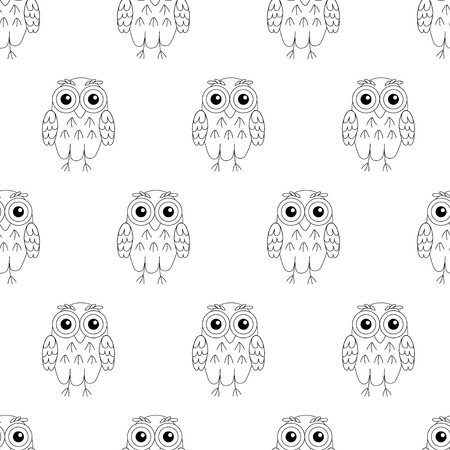 Owl birds vector seamless pattern. vector illustration owl.のイラスト素材