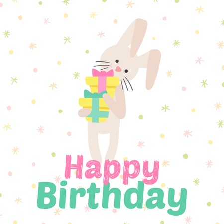 Birthday celebration bunny iconsのイラスト素材