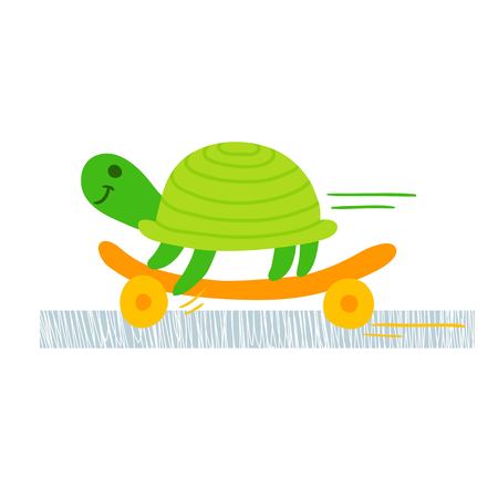 Turtle skateboarding vector illustration. Animals  sport backgroundのイラスト素材
