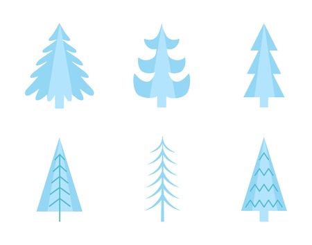 Christmas tree vector set. blue tree vectorのイラスト素材