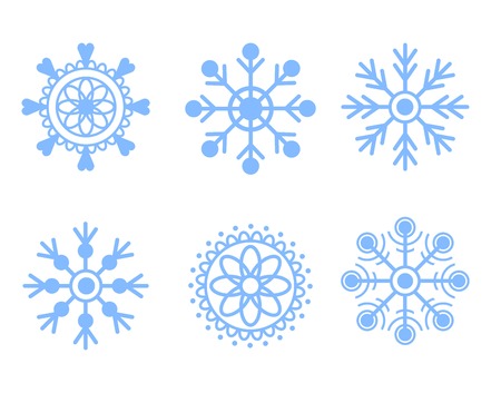 Snowflakes blue vector icon set. Christmas backgroundのイラスト素材