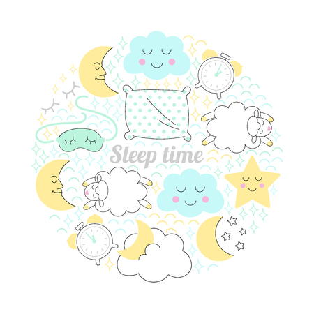 Sleep time sketch illustrationr circle vector.のイラスト素材
