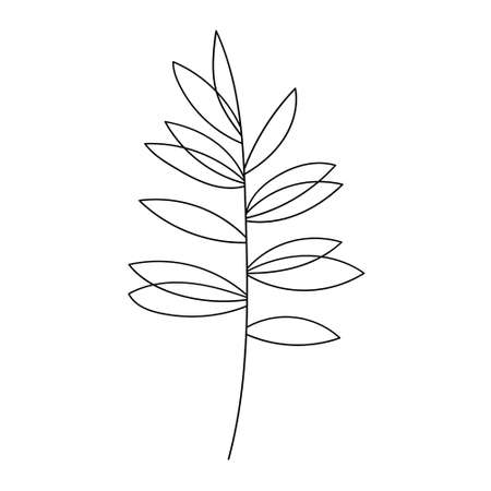 Leaf vector sketch outline illustration. Forest greenery backgroundのイラスト素材