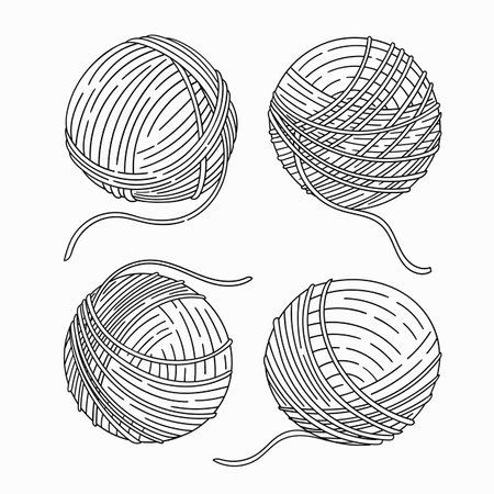 Yarn ball for knitting vector sketch isolated on white background clipart. Needleworkのイラスト素材