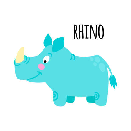 rhino clipart. African animal vector illustration isolated on white backgroundのイラスト素材