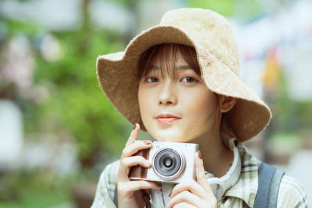 a photo of a girl taking a photo during her travel
