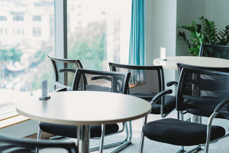 Offices were left vacant when people were working from home due to a pandemicの写真素材