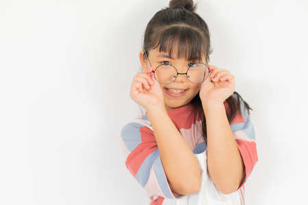 Baby girl portrait on white backgroundの写真素材