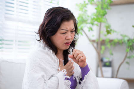 Image of senior woman sicknessの写真素材