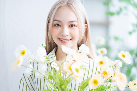 Portrait of young Asian girl with natural beauty