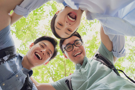 Photo of group Asian student outsideの写真素材