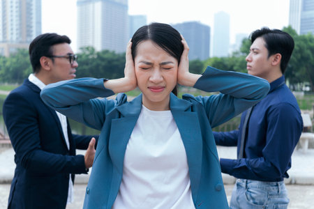 Image of group Asian businesspeople outdoorの写真素材