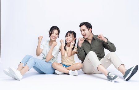 Image of Asian family on backgroundの写真素材