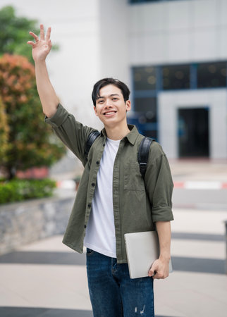 Young Asian student at schoolの写真素材
