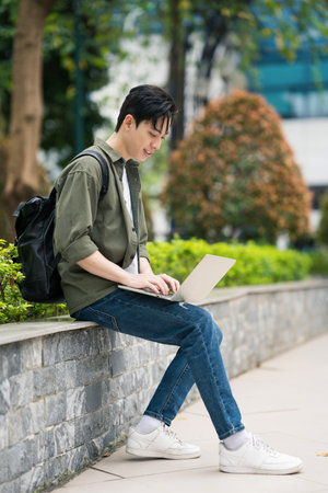 Young Asian student at schoolの写真素材