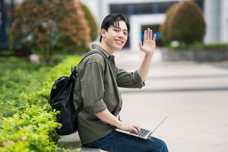 Young Asian student at schoolの写真素材