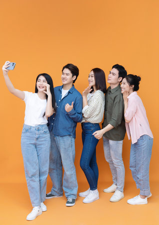 Group people, friends on backgroundの写真素材