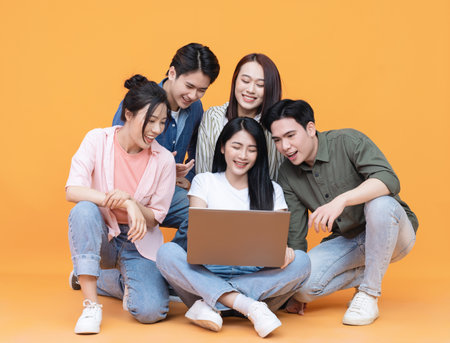 Group people, friends on backgroundの写真素材