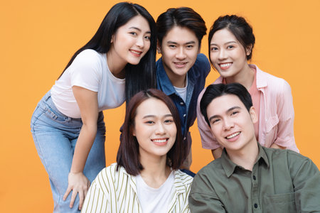 Group people, friends on backgroundの写真素材